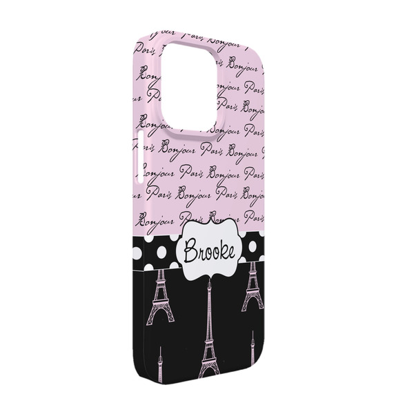 Custom Paris Bonjour and Eiffel Tower iPhone Case - Plastic - iPhone 13 Pro (Personalized)
