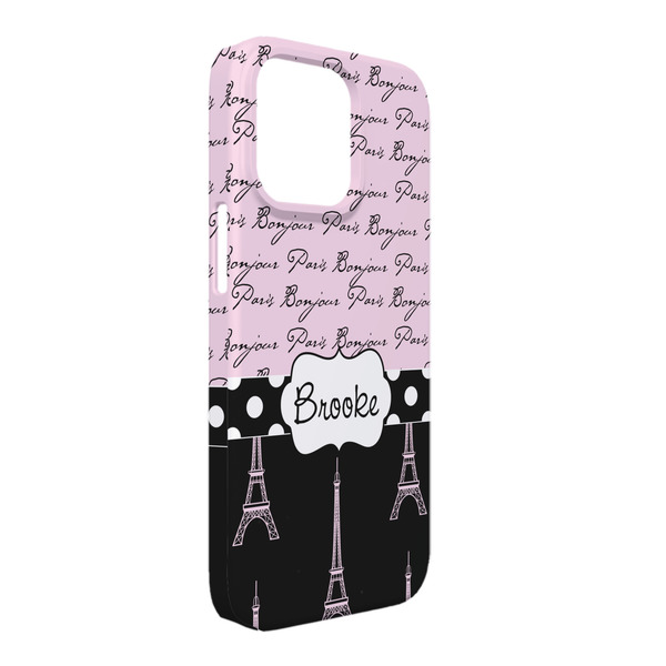 Custom Paris Bonjour and Eiffel Tower iPhone Case - Plastic - iPhone 13 Pro Max (Personalized)