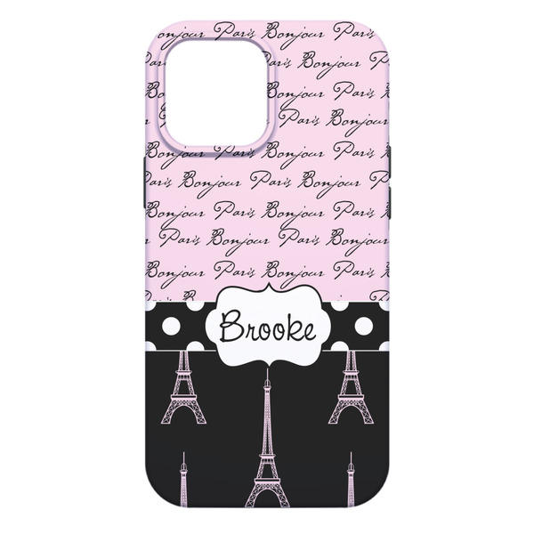 Paris Bonjour and Eiffel Tower iPhone 13 Pro Max Tough Case - Back
