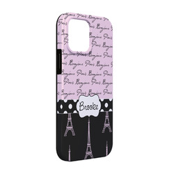 Paris Bonjour and Eiffel Tower iPhone Case - Rubber Lined - iPhone 13 Pro (Personalized)