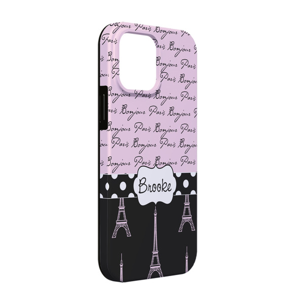 Custom Paris Bonjour and Eiffel Tower iPhone Case - Rubber Lined - iPhone 13 Pro (Personalized)