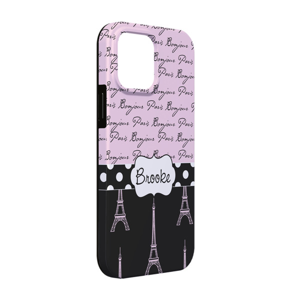Custom Paris Bonjour and Eiffel Tower iPhone Case - Rubber Lined - iPhone 13 (Personalized)