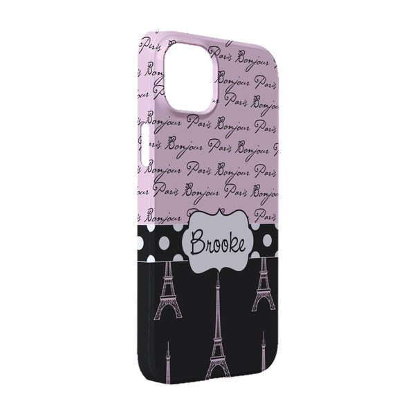 Custom Paris Bonjour and Eiffel Tower iPhone Case - Plastic - iPhone 14 (Personalized)