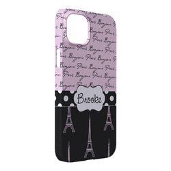 Paris Bonjour and Eiffel Tower iPhone Case - Plastic - iPhone 14 Plus (Personalized)