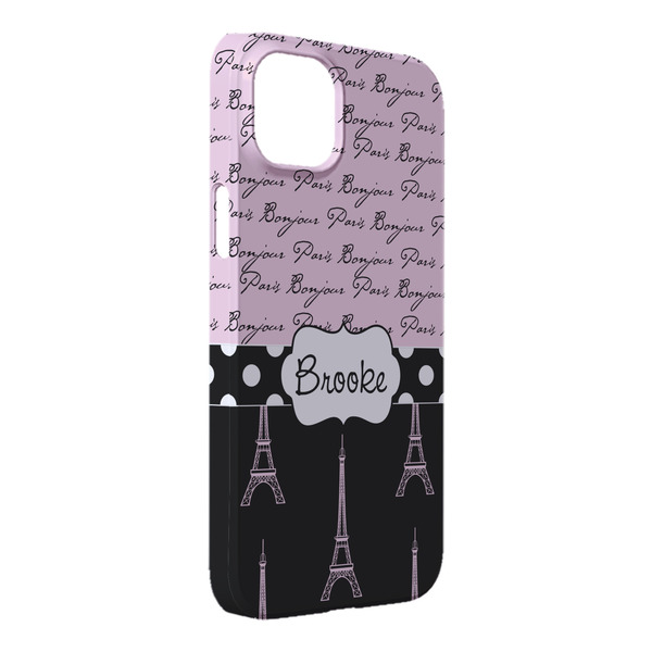 Custom Paris Bonjour and Eiffel Tower iPhone Case - Plastic - iPhone 14 Plus (Personalized)