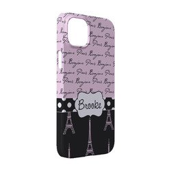 Paris Bonjour and Eiffel Tower iPhone Case - Plastic - iPhone 14 Pro (Personalized)