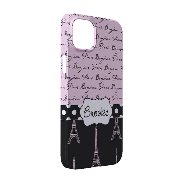 Custom Paris Bonjour and Eiffel Tower iPhone Case - Plastic - iPhone 14 Pro (Personalized)
