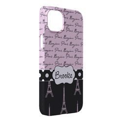 Paris Bonjour and Eiffel Tower iPhone Case - Plastic - iPhone 14 Pro Max (Personalized)