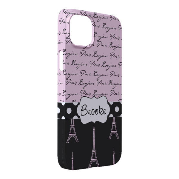 Custom Paris Bonjour and Eiffel Tower iPhone Case - Plastic - iPhone 14 Pro Max (Personalized)