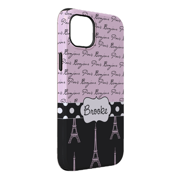 Custom Paris Bonjour and Eiffel Tower iPhone Case - Rubber Lined - iPhone 14 Pro Max (Personalized)