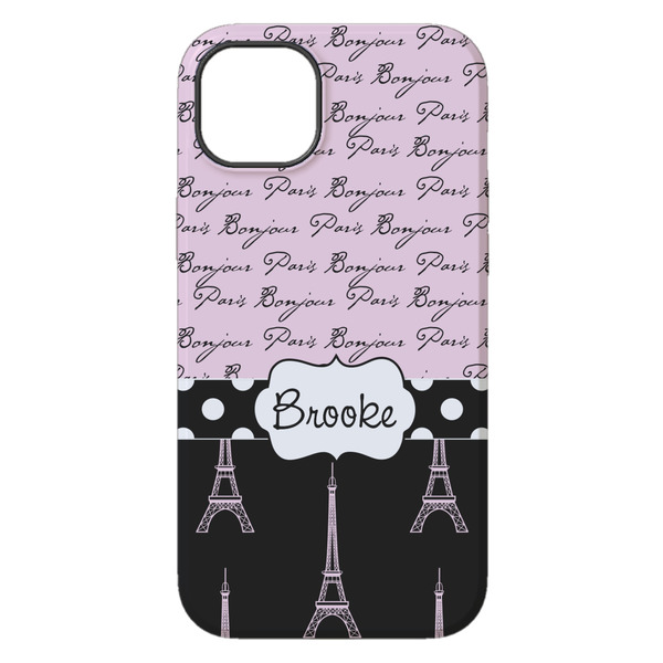 Paris Bonjour and Eiffel Tower iPhone 14 Pro Max Tough Case - Back