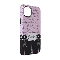 Paris Bonjour and Eiffel Tower iPhone Case - Rubber Lined - iPhone 14 Pro (Personalized)