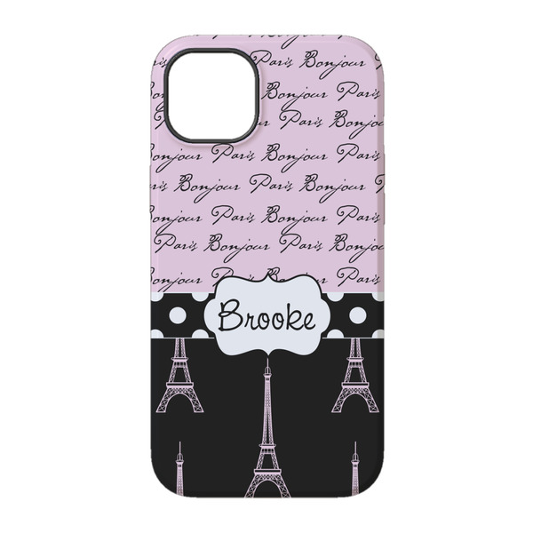 Paris Bonjour and Eiffel Tower iPhone 14 Tough Case - Back