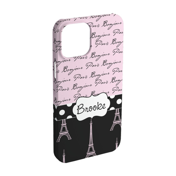 Custom Paris Bonjour and Eiffel Tower iPhone Case - Plastic - iPhone 15 (Personalized)