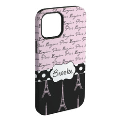 Paris Bonjour and Eiffel Tower iPhone Case - Rubber Lined - iPhone 15 Plus (Personalized)