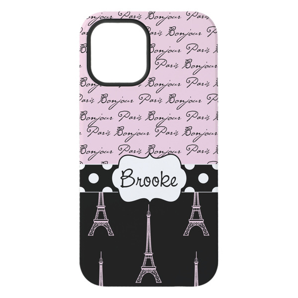 Paris Bonjour and Eiffel Tower iPhone 15 Plus Tough Case - Back