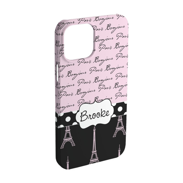 Custom Paris Bonjour and Eiffel Tower iPhone Case - Plastic - iPhone 15 Pro (Personalized)