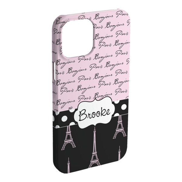 Custom Paris Bonjour and Eiffel Tower iPhone Case - Plastic (Personalized)