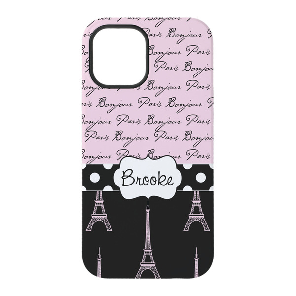 Paris Bonjour and Eiffel Tower iPhone 15 Tough Case - Back