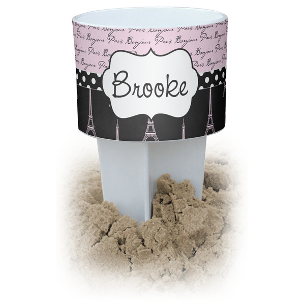 Custom Paris Bonjour and Eiffel Tower Beach Spiker Drink Holder (Personalized)