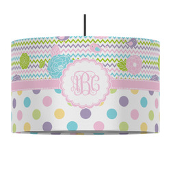 Girly Girl 12" Drum Pendant Lamp - Fabric (Personalized)