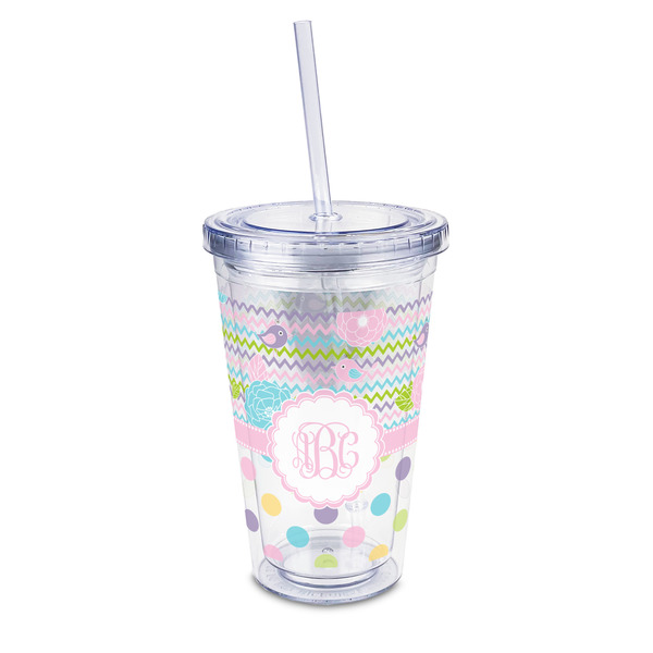Custom Girly Girl 16oz Double Wall Acrylic Tumbler with Lid & Straw - Full Print (Personalized)
