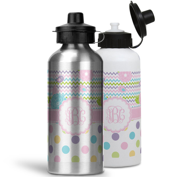 Girly Girl Aluminum Water Bottles - MAIN (white &silver)