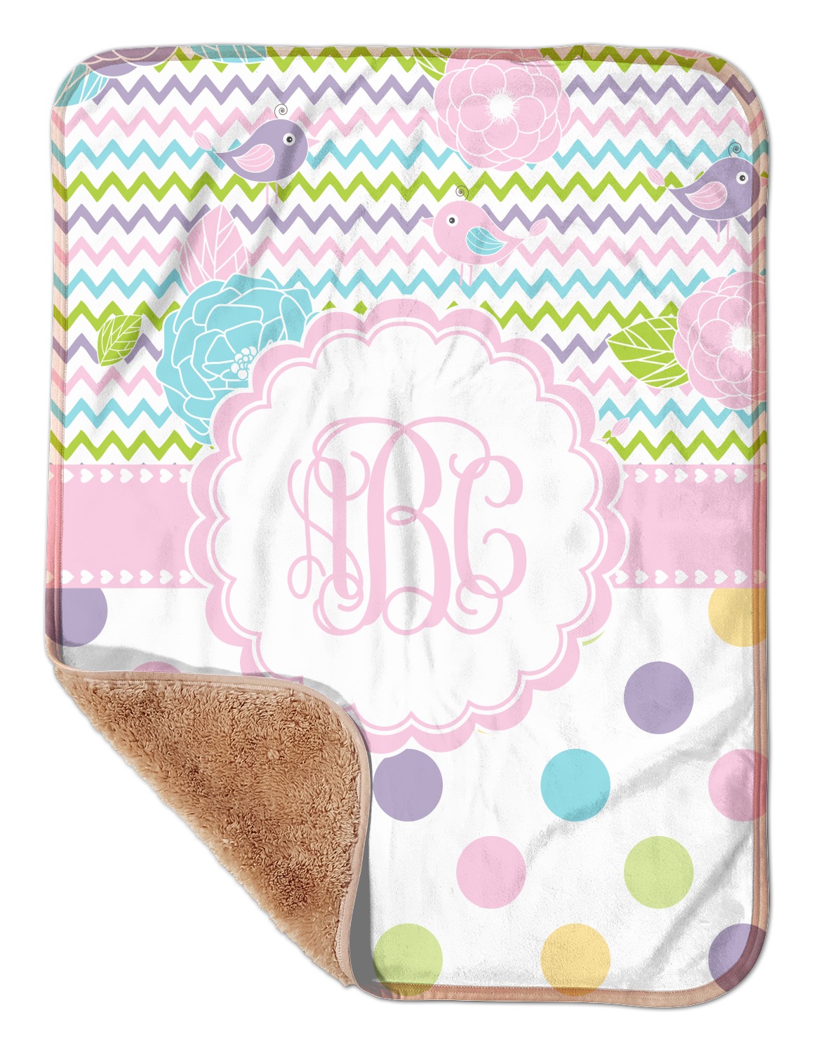 Custom Girly Girl Sherpa Baby Blanket 30" x 40" w/ Monograms
