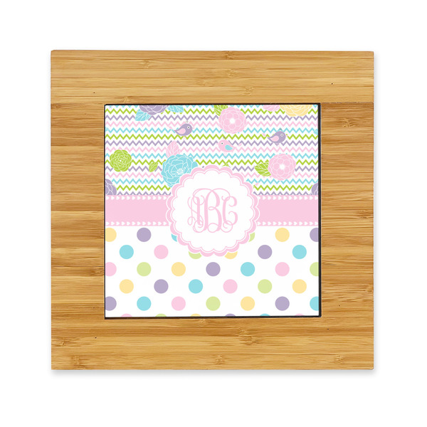 Custom Girly Girl Bamboo Trivet with Ceramic Tile Insert (Personalized)