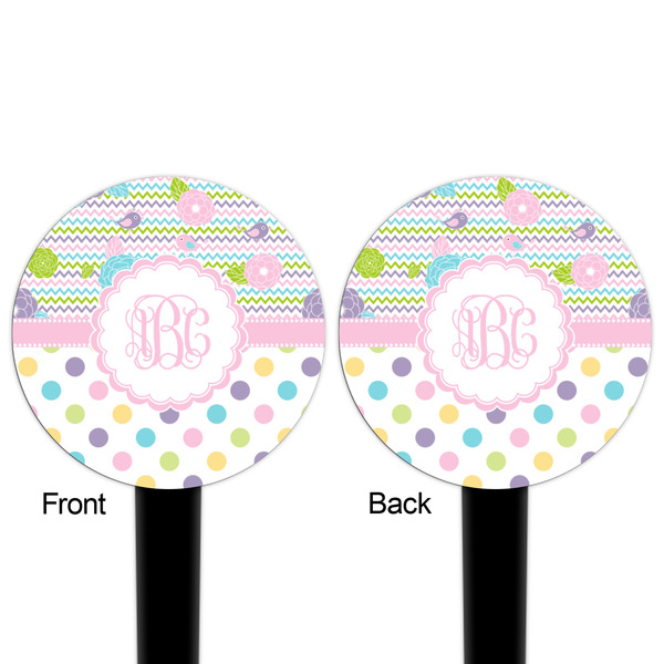 Girly Girl Black Plastic 4" Food Pick - Round - Double Sided - Front & Back
