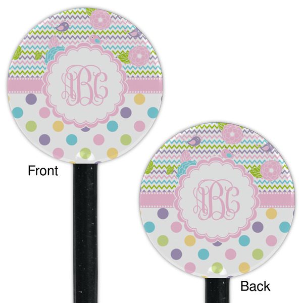 Girly Girl Black Plastic 5.5" Stir Stick - Double Sided - Round - Front & Back