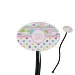 Girly Girl 7" Oval Plastic Stir Sticks - Black - Single Sided (Personalized)