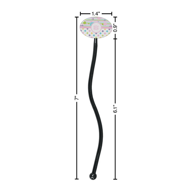 Girly Girl Black Plastic 7" Stir Stick - Oval - Dimensions