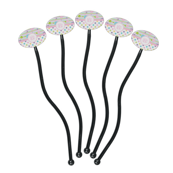 Girly Girl Black Plastic 7" Stir Stick - Oval - Fan