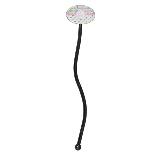 Girly Girl Black Plastic 7" Stir Stick - Oval - Single Stick