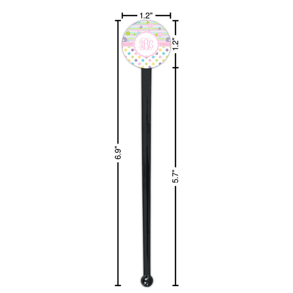 Girly Girl Black Plastic 7" Stir Stick - Round - Dimensions