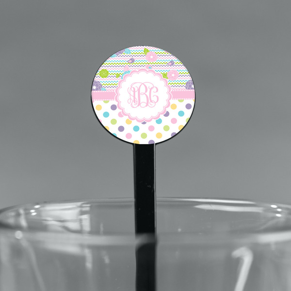 Girly Girl Black Plastic 7" Stir Stick - Round - Main