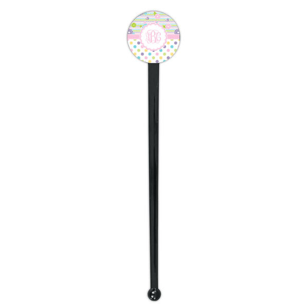 Girly Girl Black Plastic 7" Stir Stick - Round - Single Stick