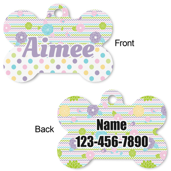 Girly Girl Bone Shaped Dog ID Tag - Large - Approval