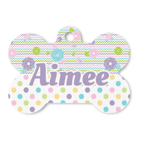 Custom Girly Girl Bone Shaped Dog ID Tag (Personalized)