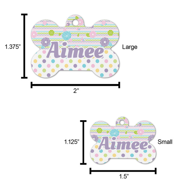 Girly Girl Bone Shaped Dog ID Tag - Large - Scale