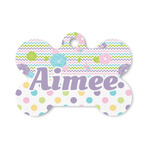 Girly Girl Bone Shaped Dog ID Tag - Small (Personalized)