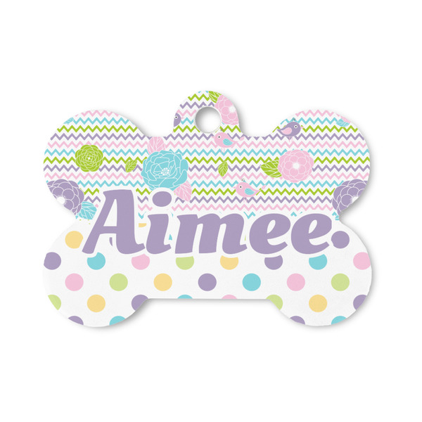 Custom Girly Girl Bone Shaped Dog ID Tag - Small (Personalized)