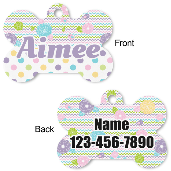 Girly Girl Bone Shaped Dog Tag - Front & Back