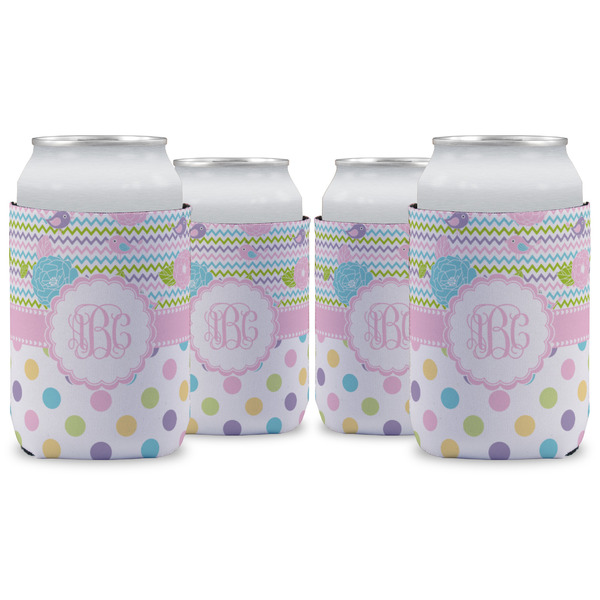 Custom Girly Girl Can Cooler (12 oz) - Set of 4 w/ Monogram