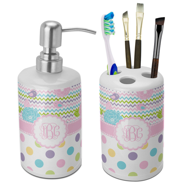 Custom Girly Girl Ceramic Bathroom Accessories Set (Personalized)