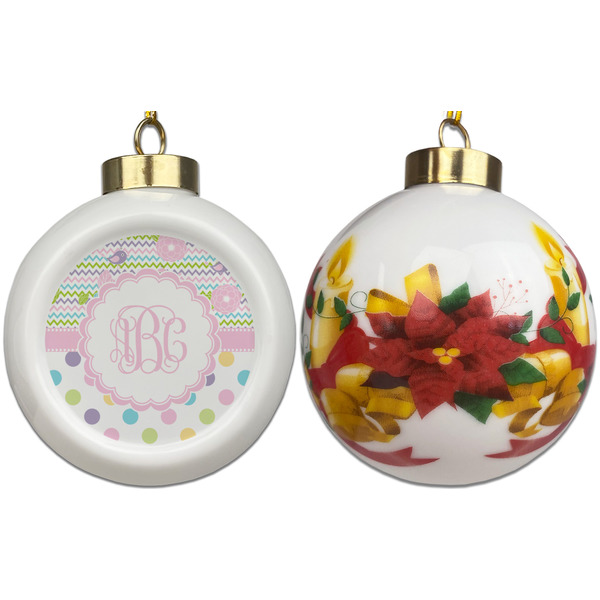 Girly Girl Ceramic Christmas Ornament - Poinsettias (APPROVAL)