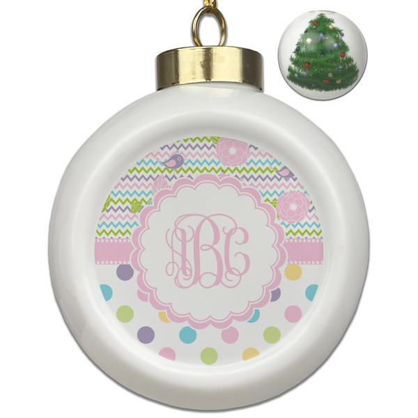Custom Girly Girl Ceramic Ball Ornament - Christmas Tree (Personalized)