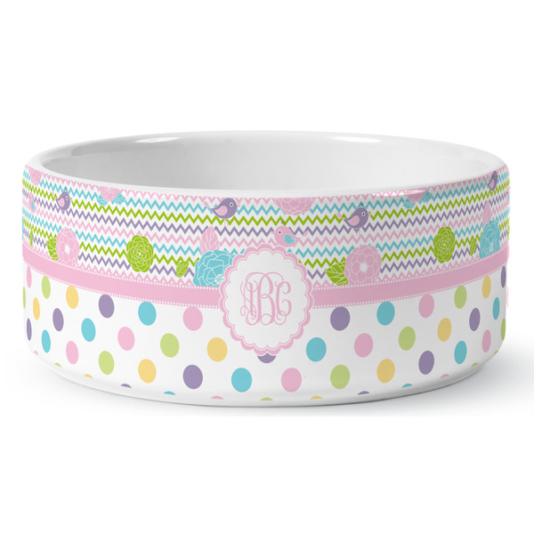 Girly Girl Ceramic Dog Bowl - Medium - Front