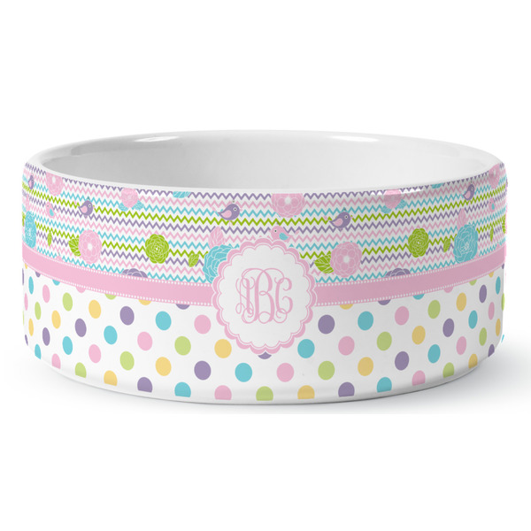 Custom Girly Girl Ceramic Dog Bowl - Large (Personalized)